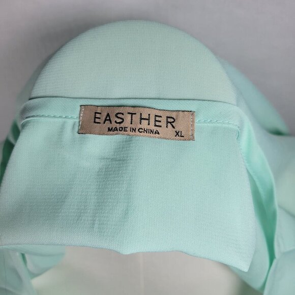 Easther Women Classic Professional Casual Light Green Keyhole Sleeveless Top XL - Picture 4 of 7